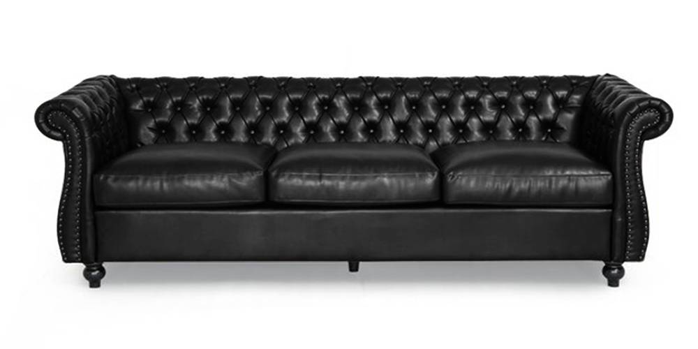 Clayton Leatherette Sofa (Beige) Urban Ladder