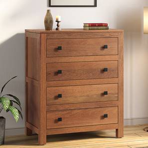 Drawer Design Walter Solid Wood Chest of 4 Drawers in Amber Walnut Finish
