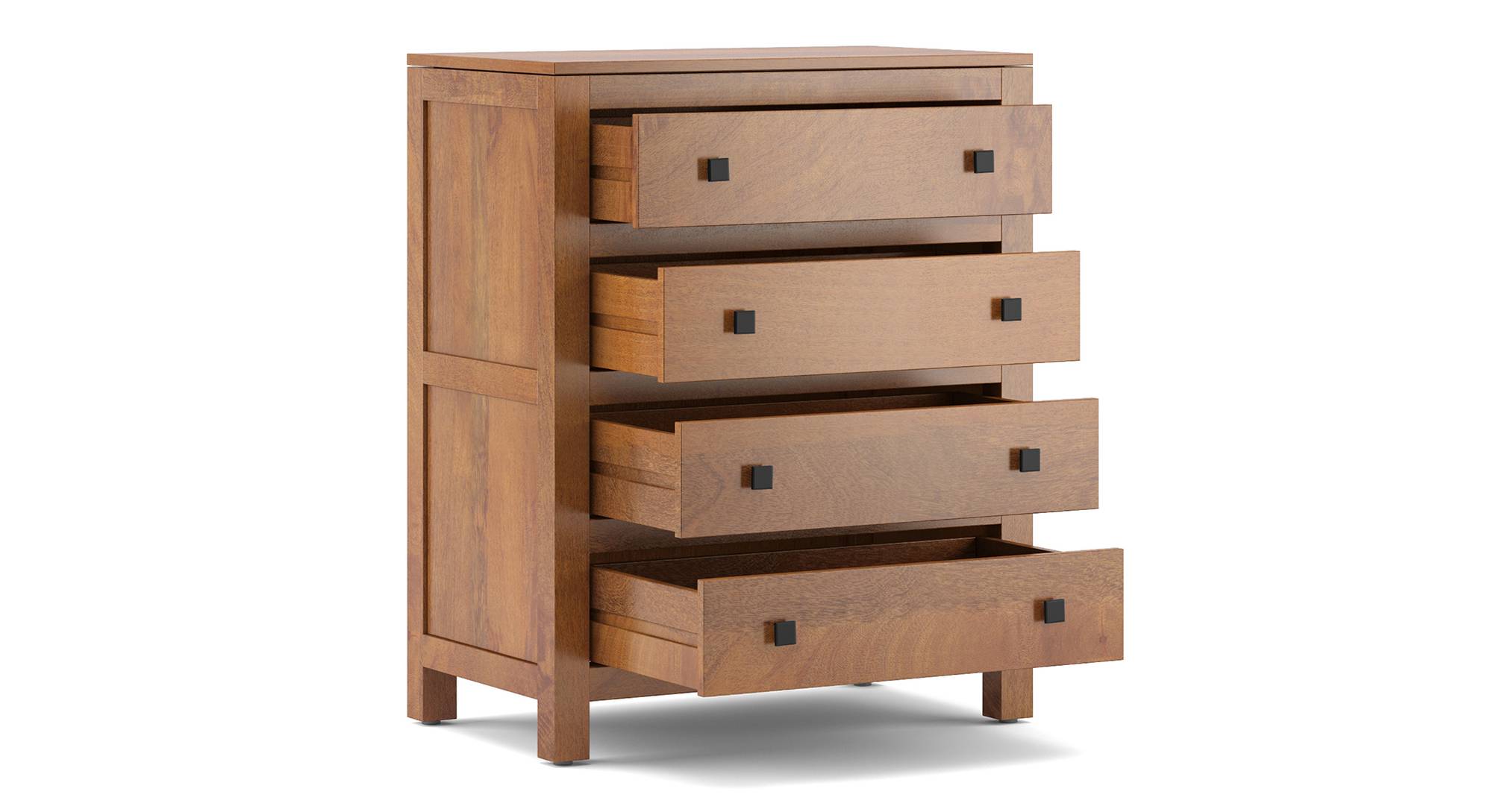 Walter Solid Wood Chest of 4 Drawers in Mango Mahogany Finish Urban