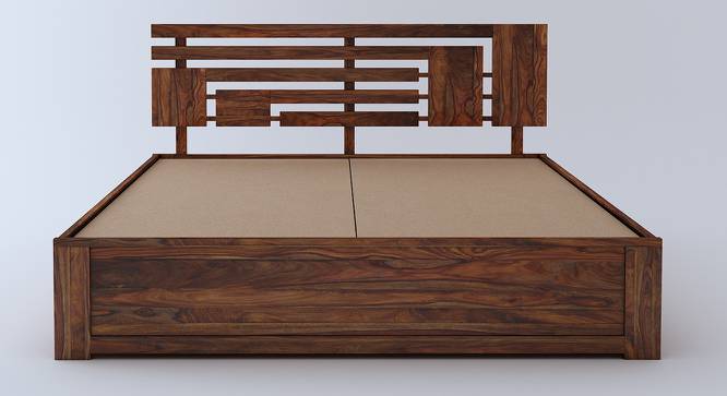 Borneo Bed With Hydraulic Storage (Teak Finish, Queen Bed Size) by Urban Ladder - Front View Design 1 - 364179