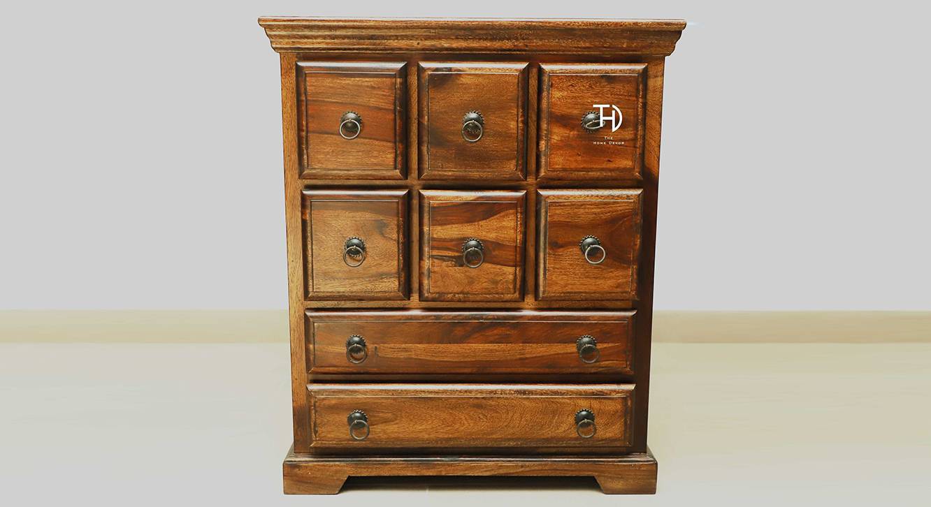 Vintage Solid Wood Chest of 8 Drawers in Melamine Finish Urban Ladder