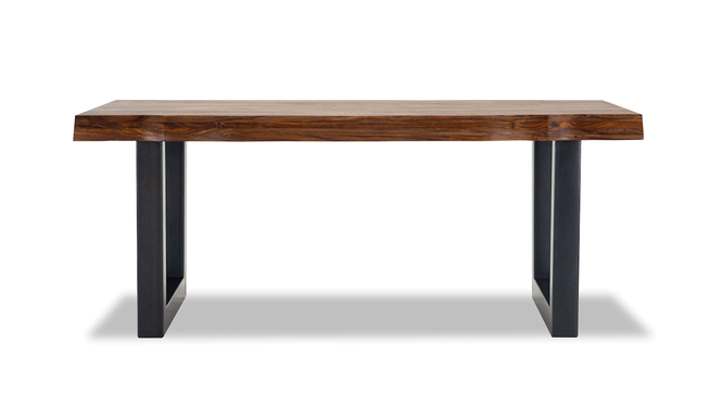 Zaha 6 to 8 Extendable Dining Table (Melamine Finish, Natural & Metal Black) by Urban Ladder - Cross View Design 1 - 364918