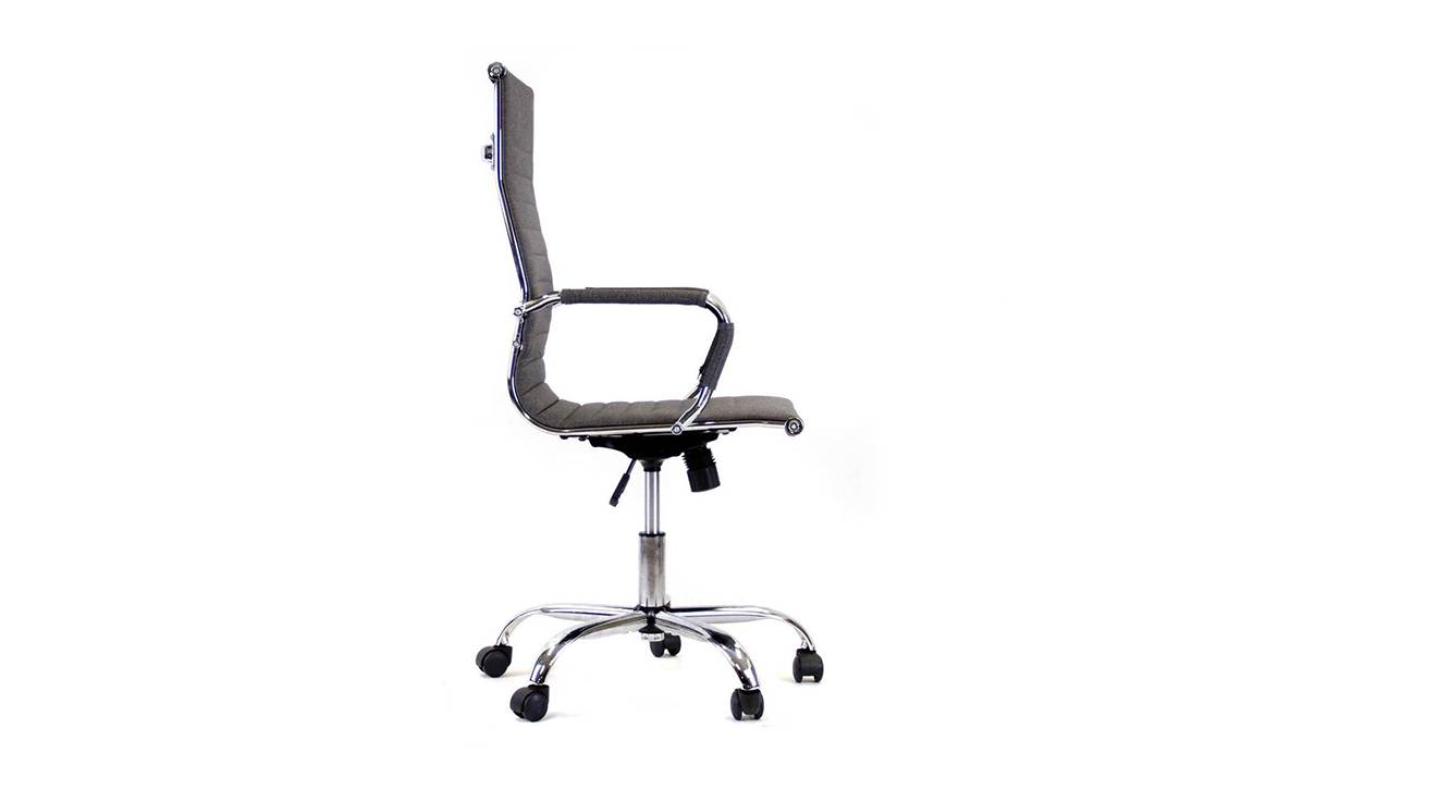 Ainsly Fabric Study Chair With Headrest in Light Grey Colour Urban Ladder