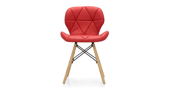Colm Lounge Chair (Red, Leatherette Finish) by Urban Ladder - Front View Design 1 - 365346