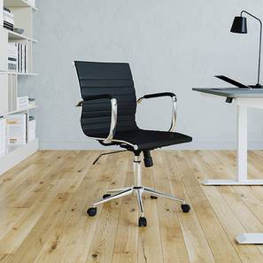 Study In Zirakpur Design Keddrick Leatherette Study Chair With Headrest in Black Colour