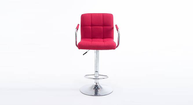 Halsey Bar Stool (Red, Metal & Leatherette Finish) by Urban Ladder - Front View Design 1 - 365693