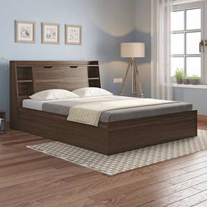Queen Size Bed Design Scott Storage Bed (Queen Bed Size, Box Storage Type, Californian Walnut Finish)