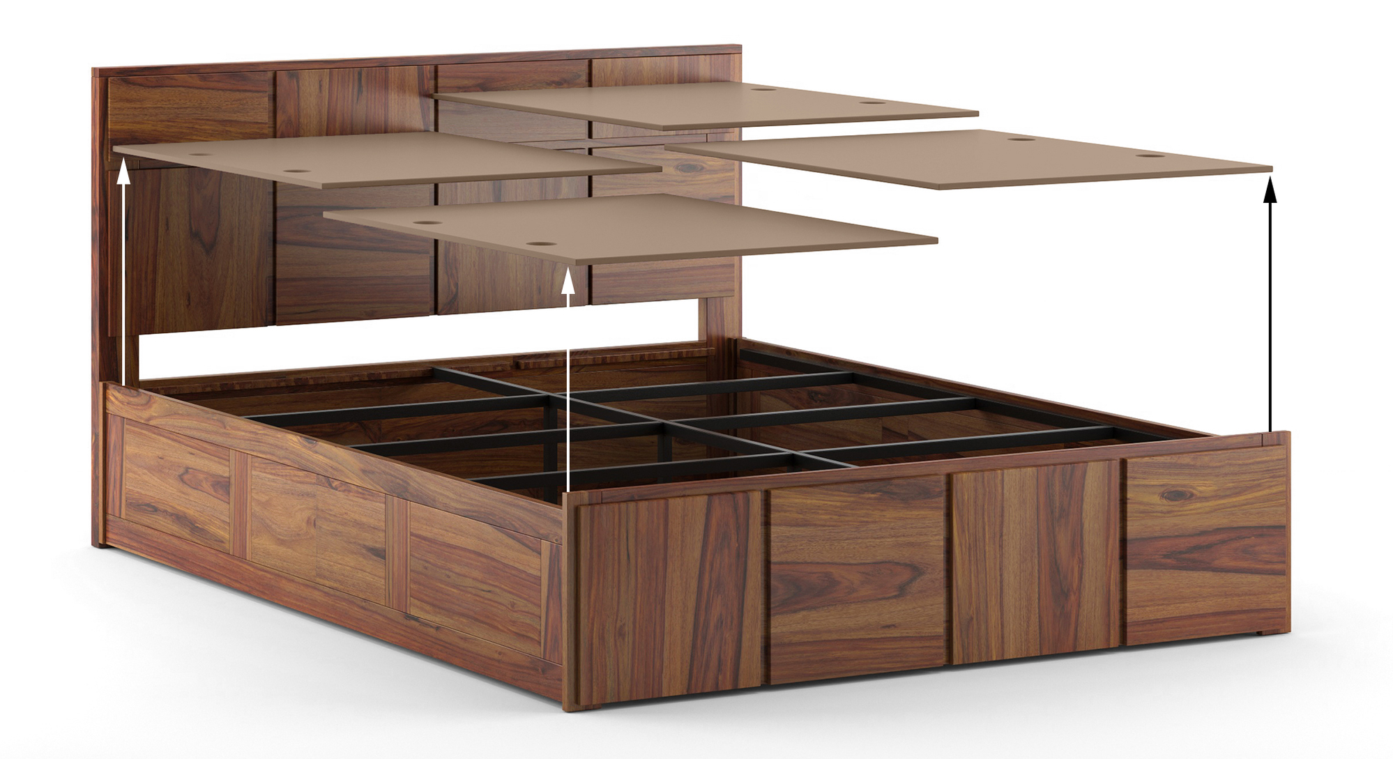 Astoria Solid Wood King Size Box Storage Bed in Mahogany Finish Urban