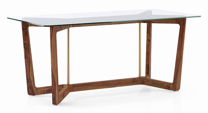 Bourdaine Glass Top 6 Seater Dining Table (Teak Finish) by Urban Ladder - Cross View Design 1 - 366316