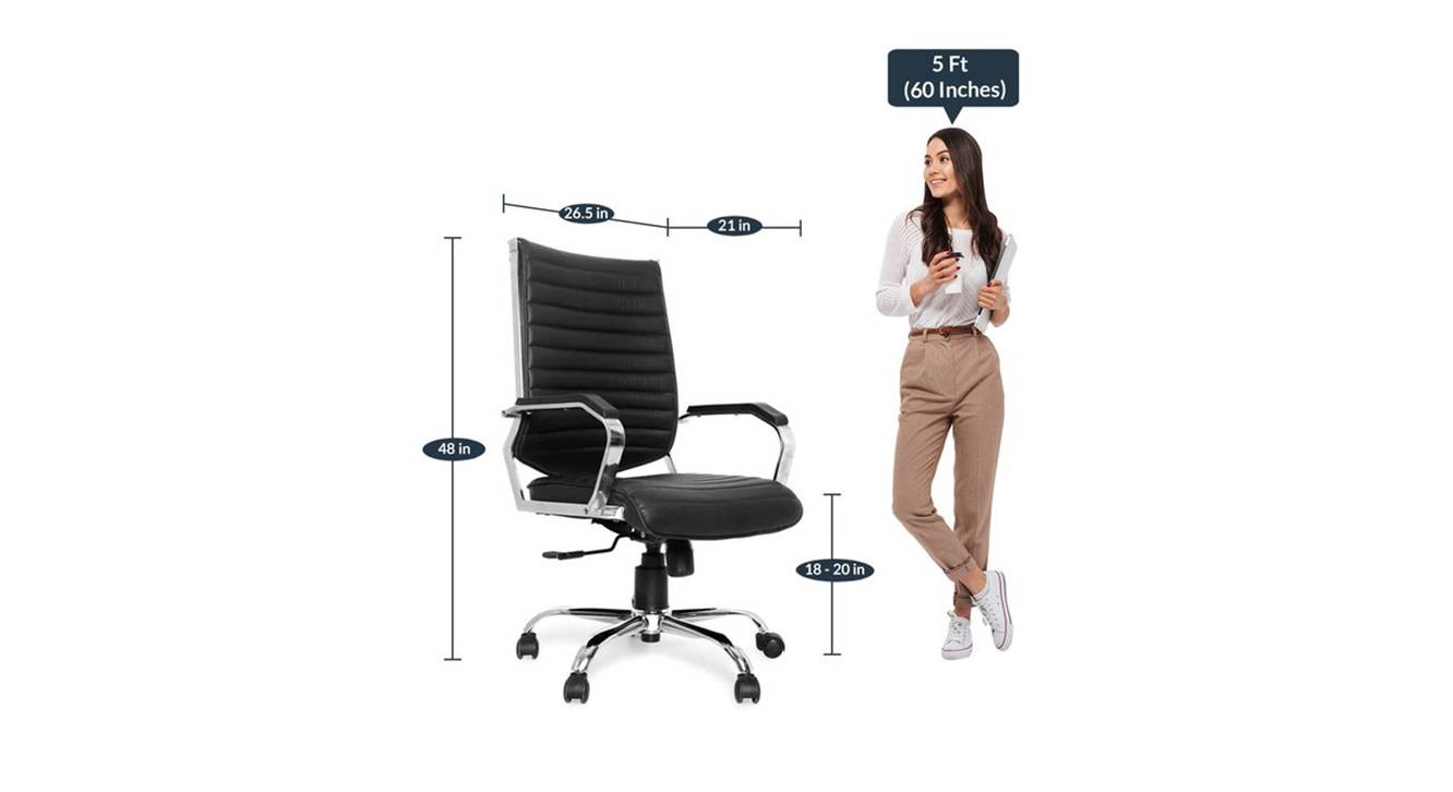 Owen Leatherette Study Chair in Black Colour Urban Ladder