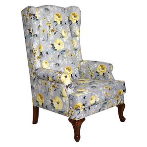 Wing Lounge Chairs Design Carroll Fabric Lounge Chair in Yellow Grey Colour