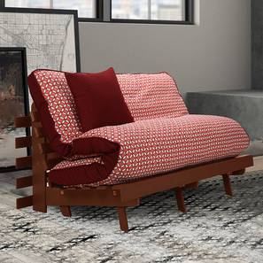 Double Futons Design Ellis Futon Sofa cum Bed in Red Four Leaf Colour