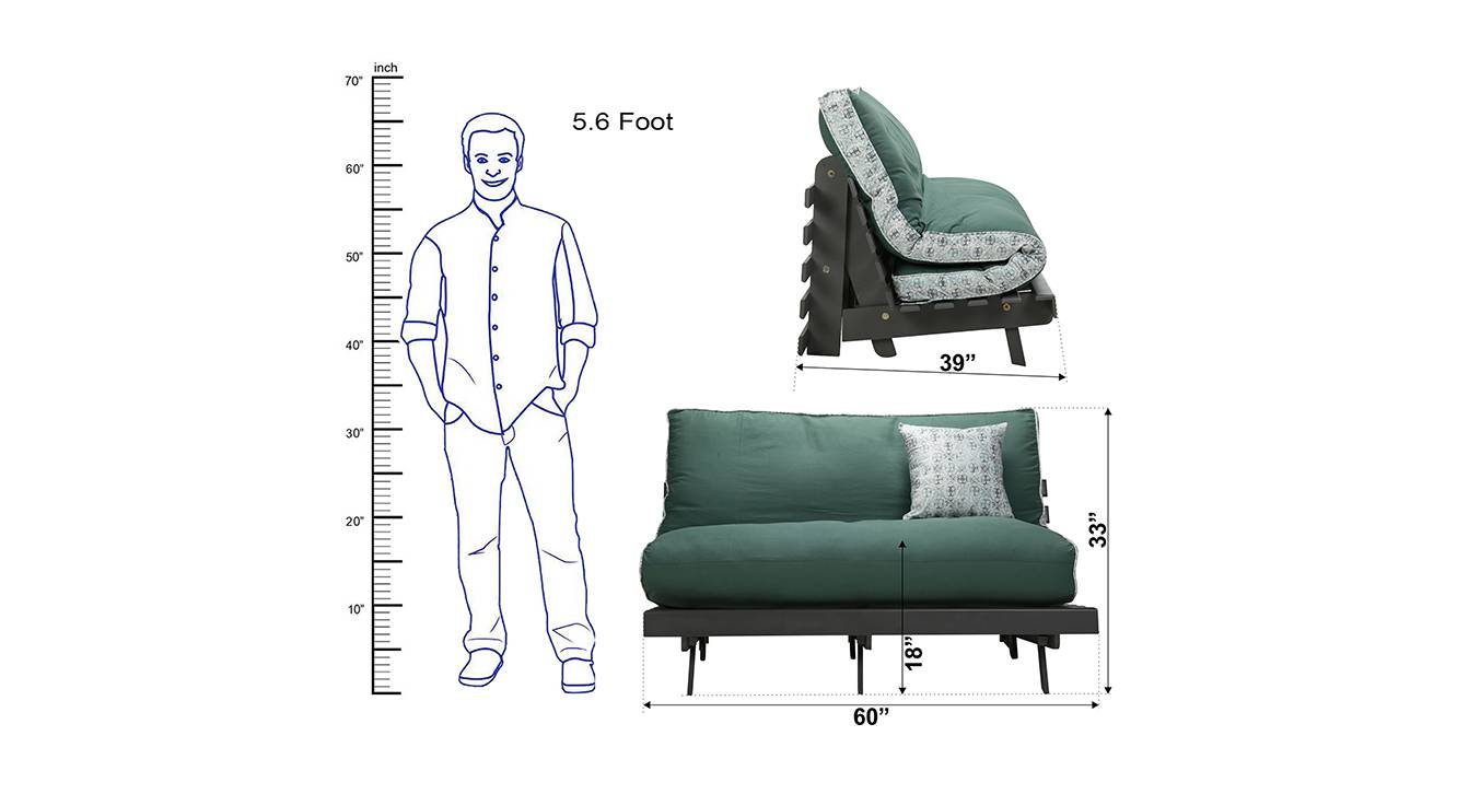 Ellis futon green grey 6