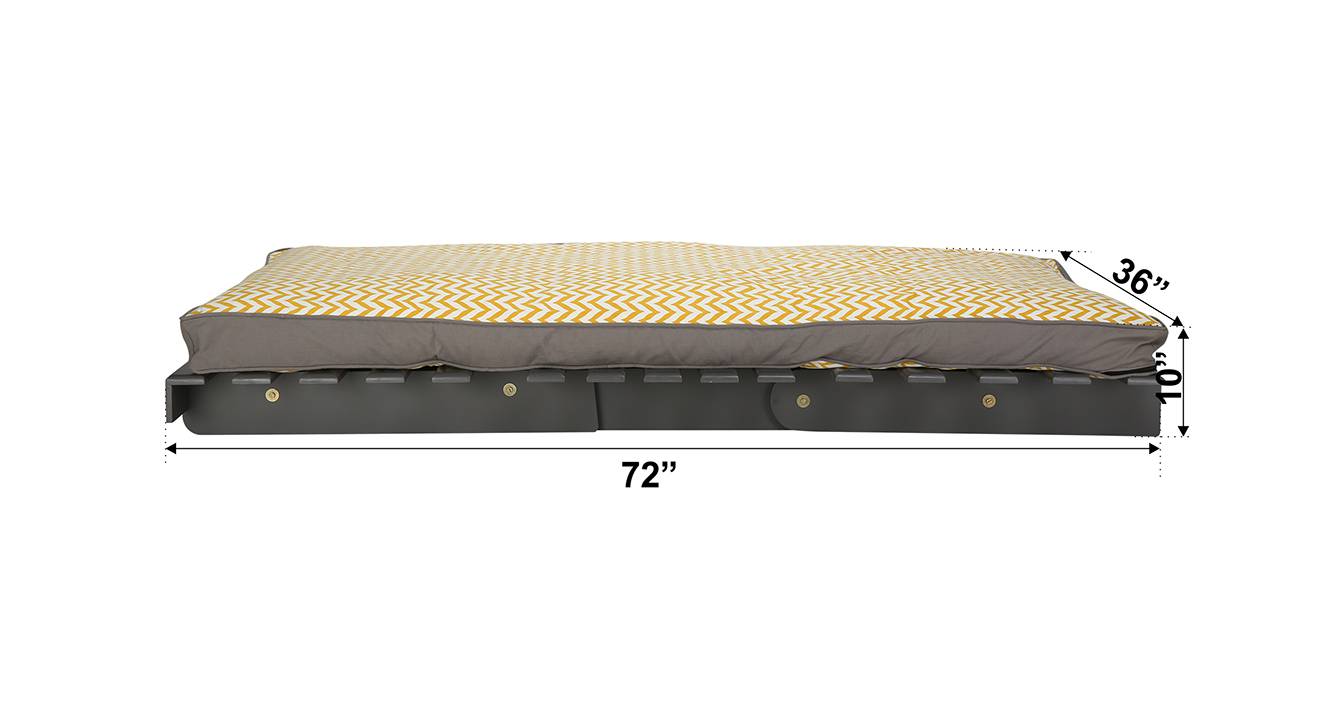 Wingate futon mustard wave pattern grey 7