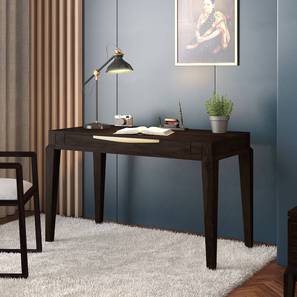 Study Table Design Taarkashi Free Standing Solid Wood Study Table in American Walnut Finish