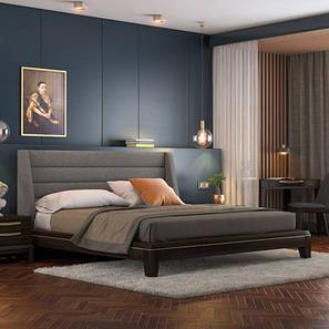 Taarkashi Range Design Taarkashi Upholstered Bed (King Bed Size, American Walnut Finish)