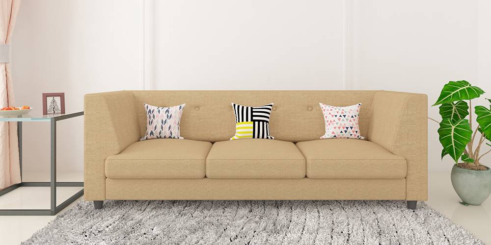 Flamingo Fabric Sofa - Beige by Urban Ladder - - 