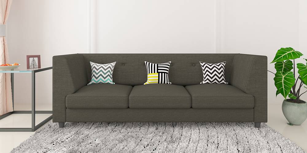 Flamingo Fabric Sofa - Dark Grey by Urban Ladder - - 