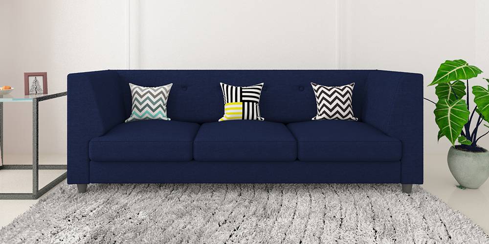 Flamingo Fabric Sofa - Navy Blue by Urban Ladder - - 