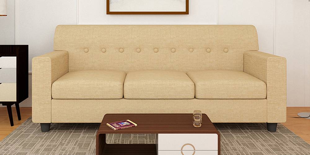 Solitaire Fabric Sofa - Beige by Urban Ladder - - 