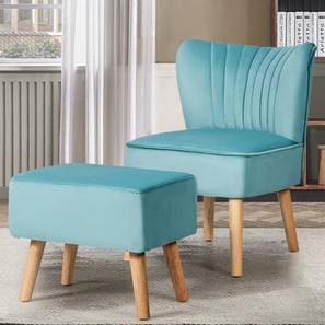 Slipper Chair Design Clementine Lounge Chair in Sky Blue Fabric