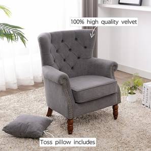 Wing Lounge Chairs Design Flannery Fabric Lounge Chair in Grey Colour