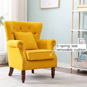 Wing Lounge Chairs Design Flora Lounge Chair in Yellow Fabric