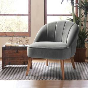 Slipper Chair Design Samira Lounge Chair in Grey Fabric
