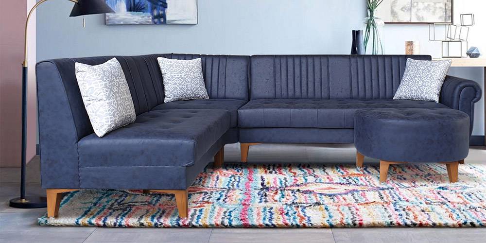 Tembisa Sectional Fabric Sofa - Blue by Urban Ladder - - 