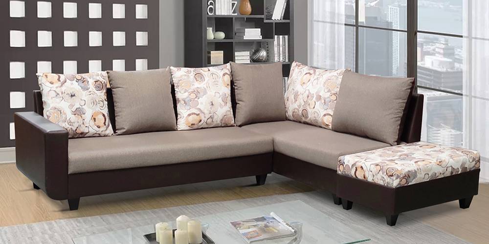 Swansea Sectional Fabric Sofa - Brown by Urban Ladder - - 