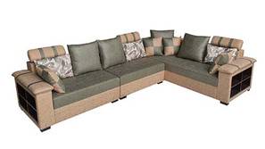 Jaffna Sectional Fabric Sofa - Beige & Green