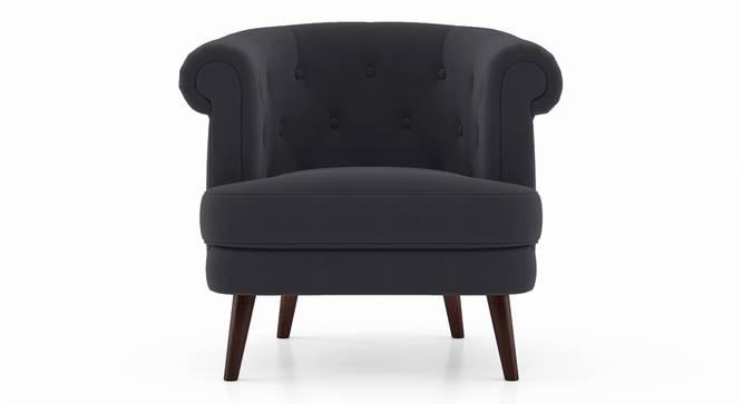 Bardot Lounge Chair ( Space Grey Velvet) by Urban Ladder - Front View Design 1 - 369118