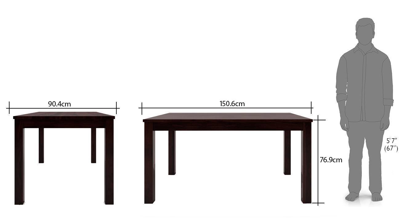 Arabia oribi 6 seater dining table set with bench mahogany finish wheat brown dim3