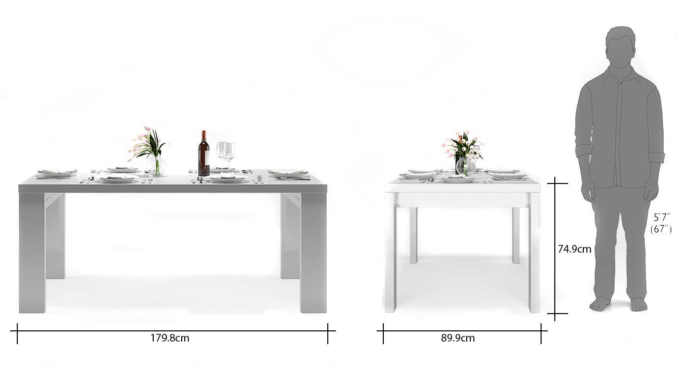 Kariba 6 seater high gloss dining table wh 08