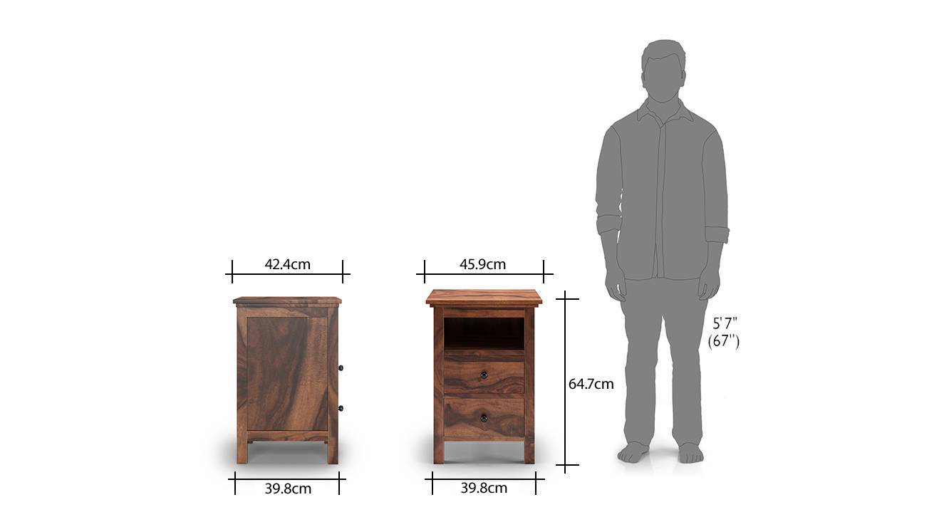 Snooze Solid Wood Bedside Table in Teak Finish Urban Ladder