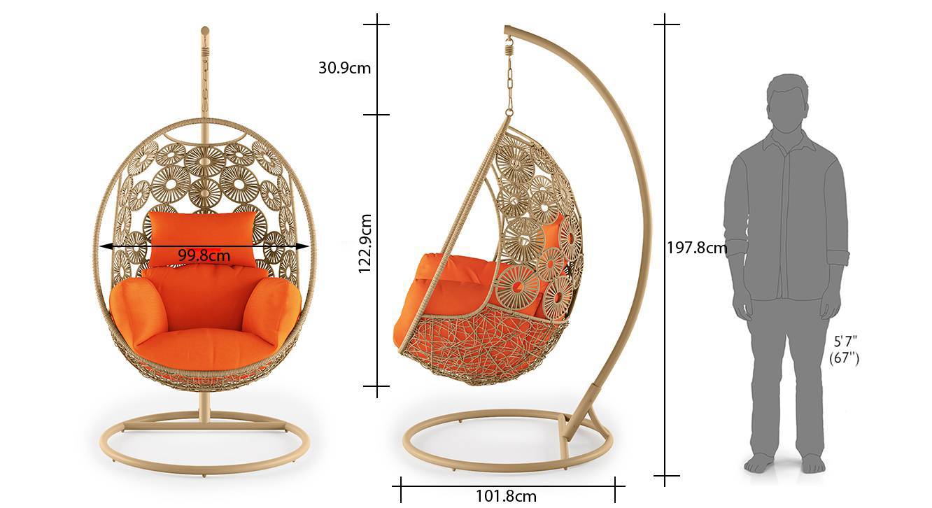 Kyodo swing chair with stand orange 9