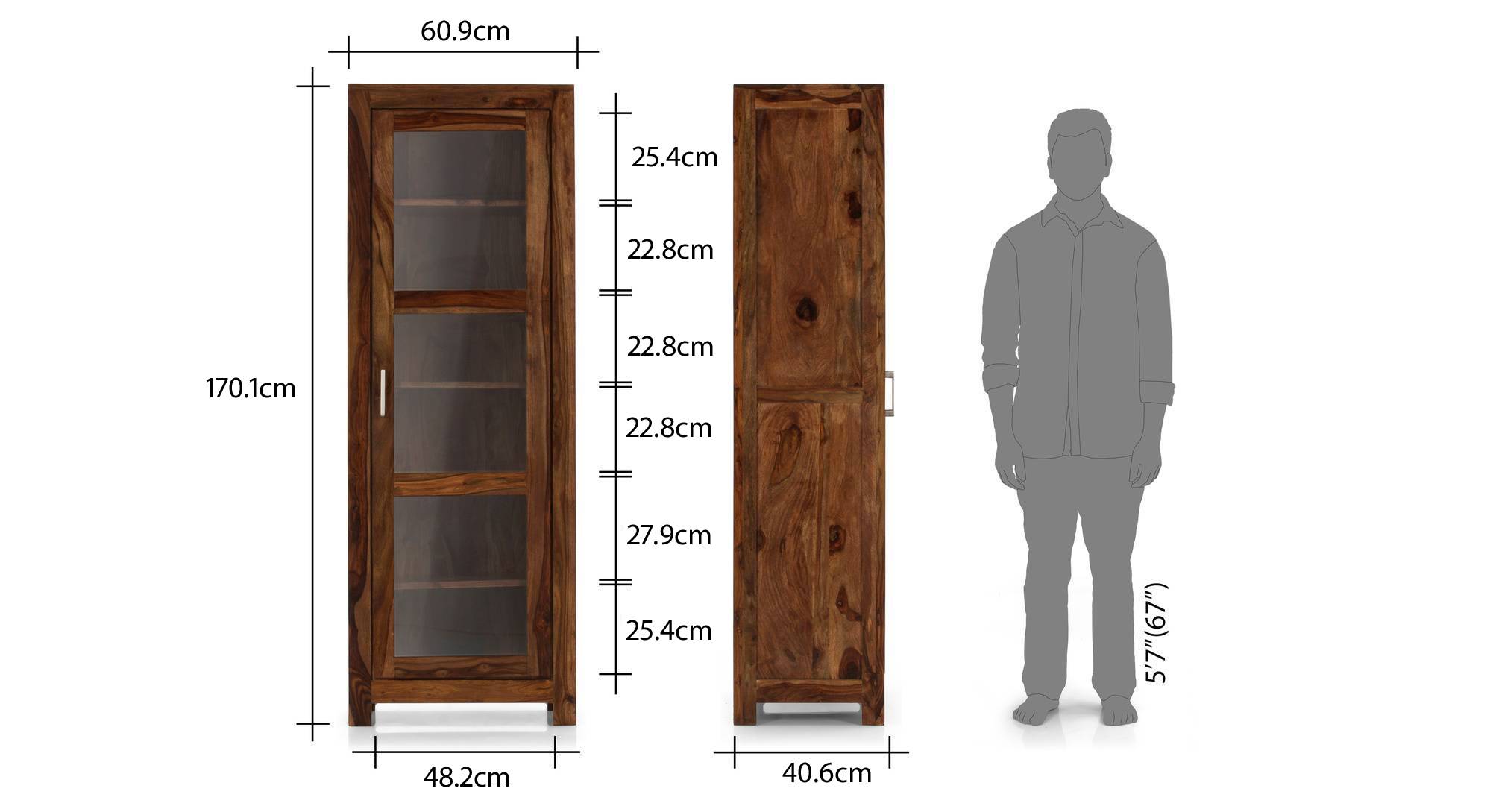 Murano single door display cabinet teak 21