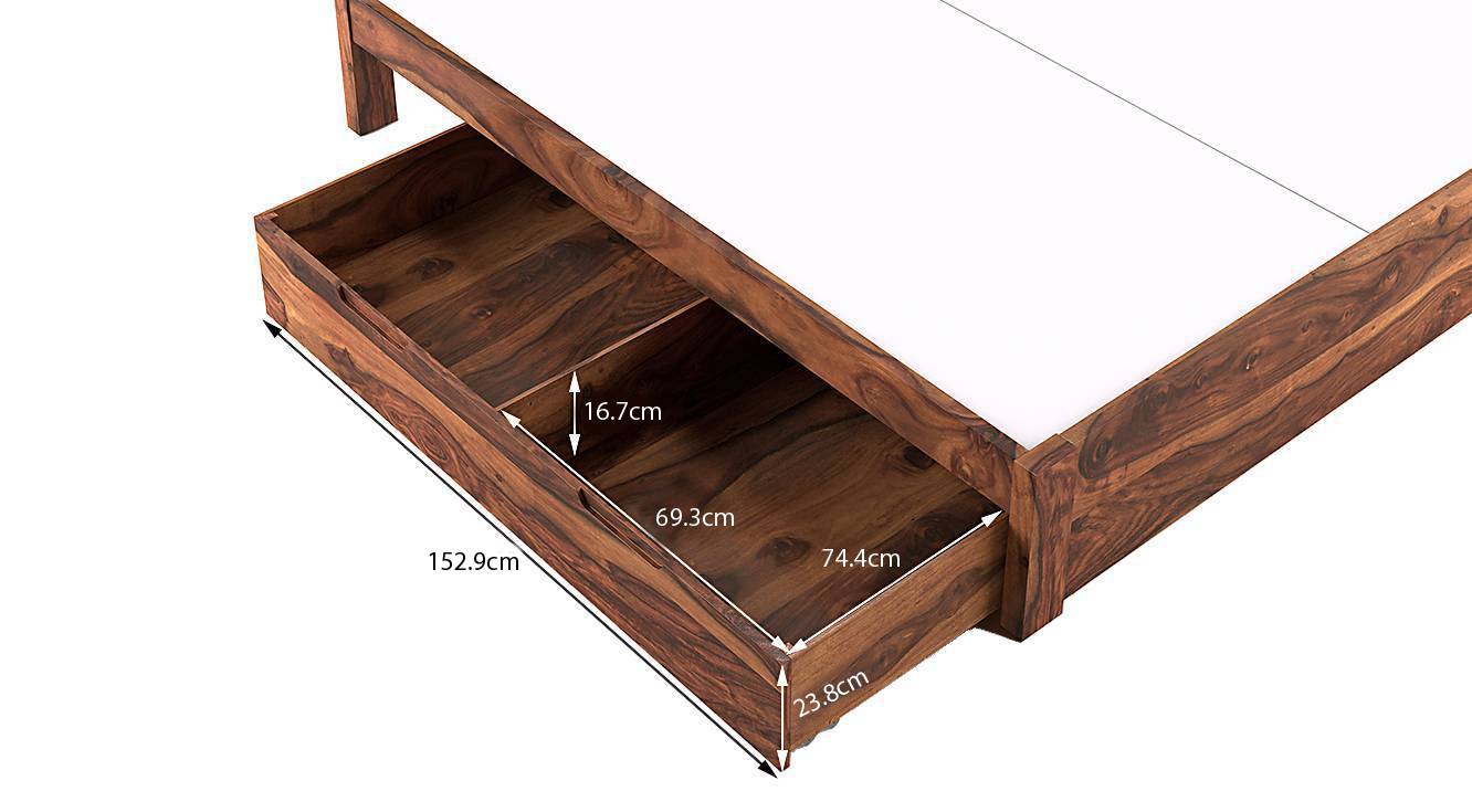 Florence Solid Wood King Size Drawer Storage Bed in Teak Finish Urban