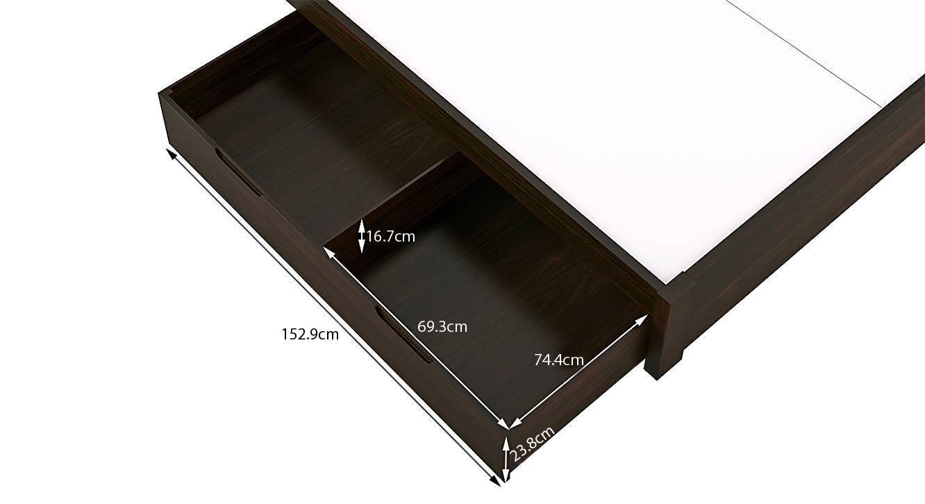 Florence Solid Wood King Size Drawer Storage Bed in Teak Finish Urban