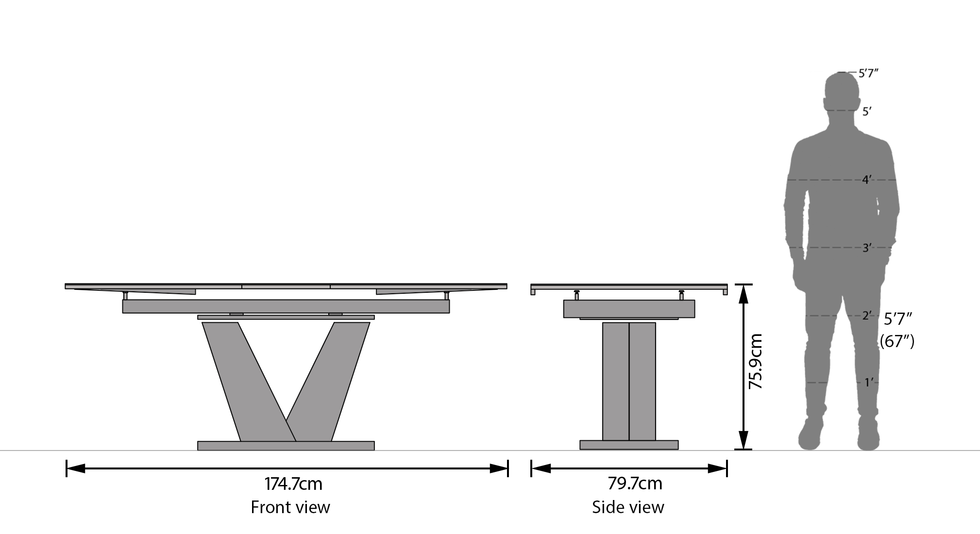 Caribu 4 to 6 extendable 4 seater dining table set blue dim 47