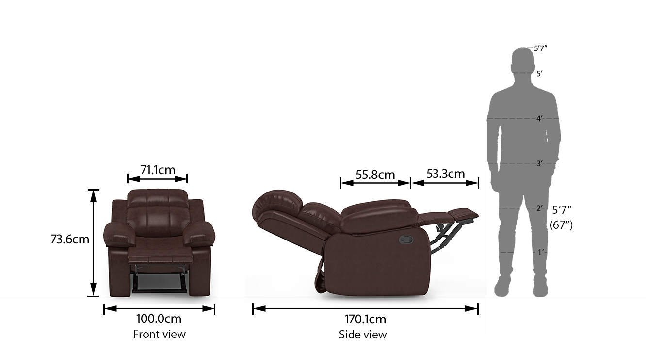 Robert recliner manual choclate italian leather 10