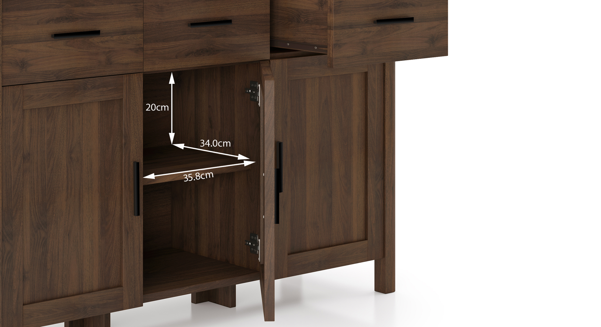 Norland Engineered Wood Sideboard in Columbian Walnut Finish Urban Ladder