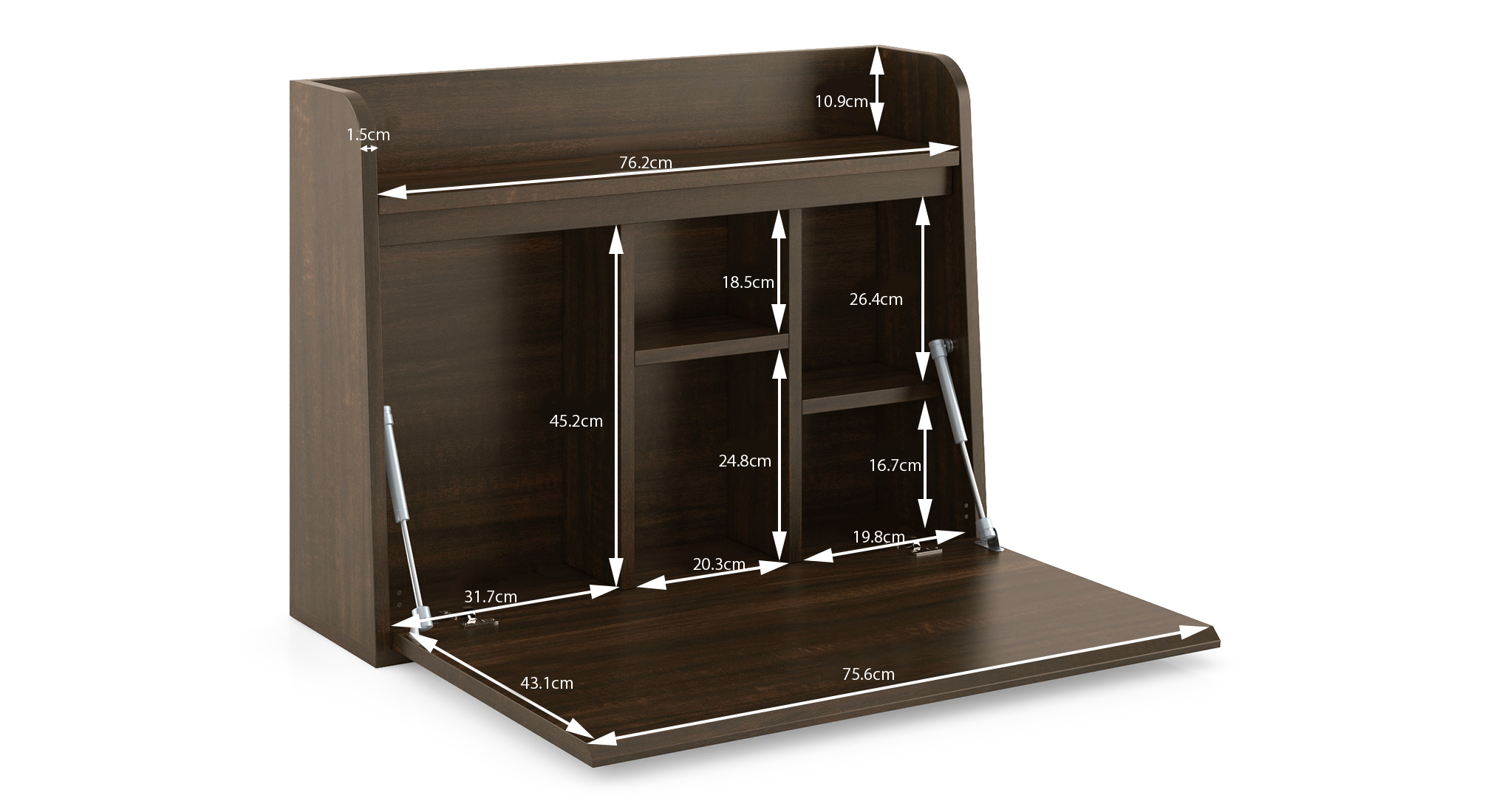 Grisham wall mounted study table columbian walnut 21