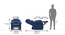 Griffin Recliner (One Seater, Lapis Blue Fabric) by Urban Ladder - Dimension - 370805