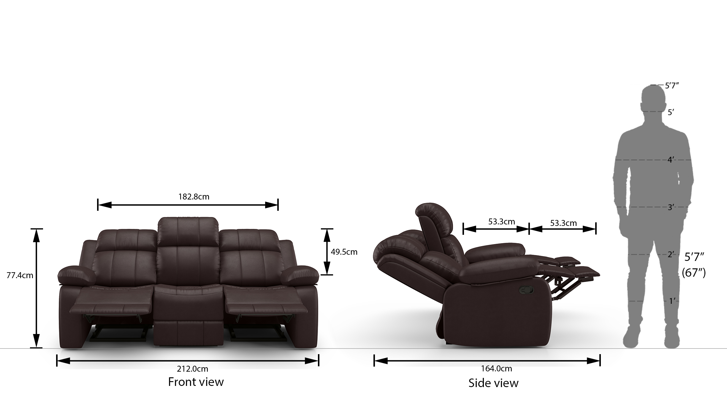 Griffin 3 seater chocolate recliner 22