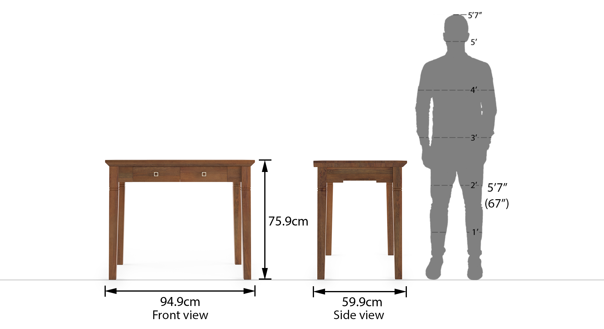 Malabar compact study table amber walnut 21