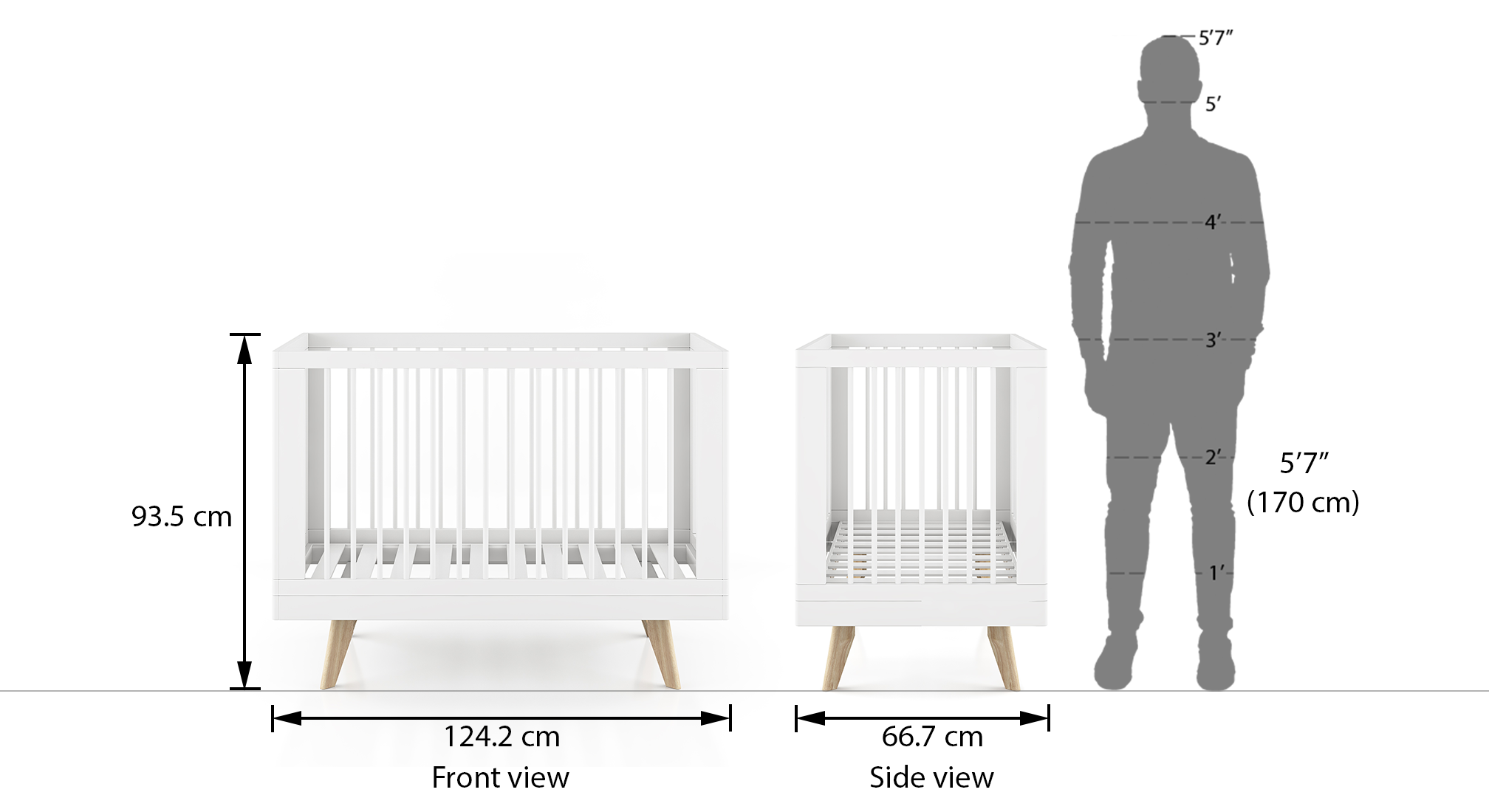 Koster crib finish white dim1