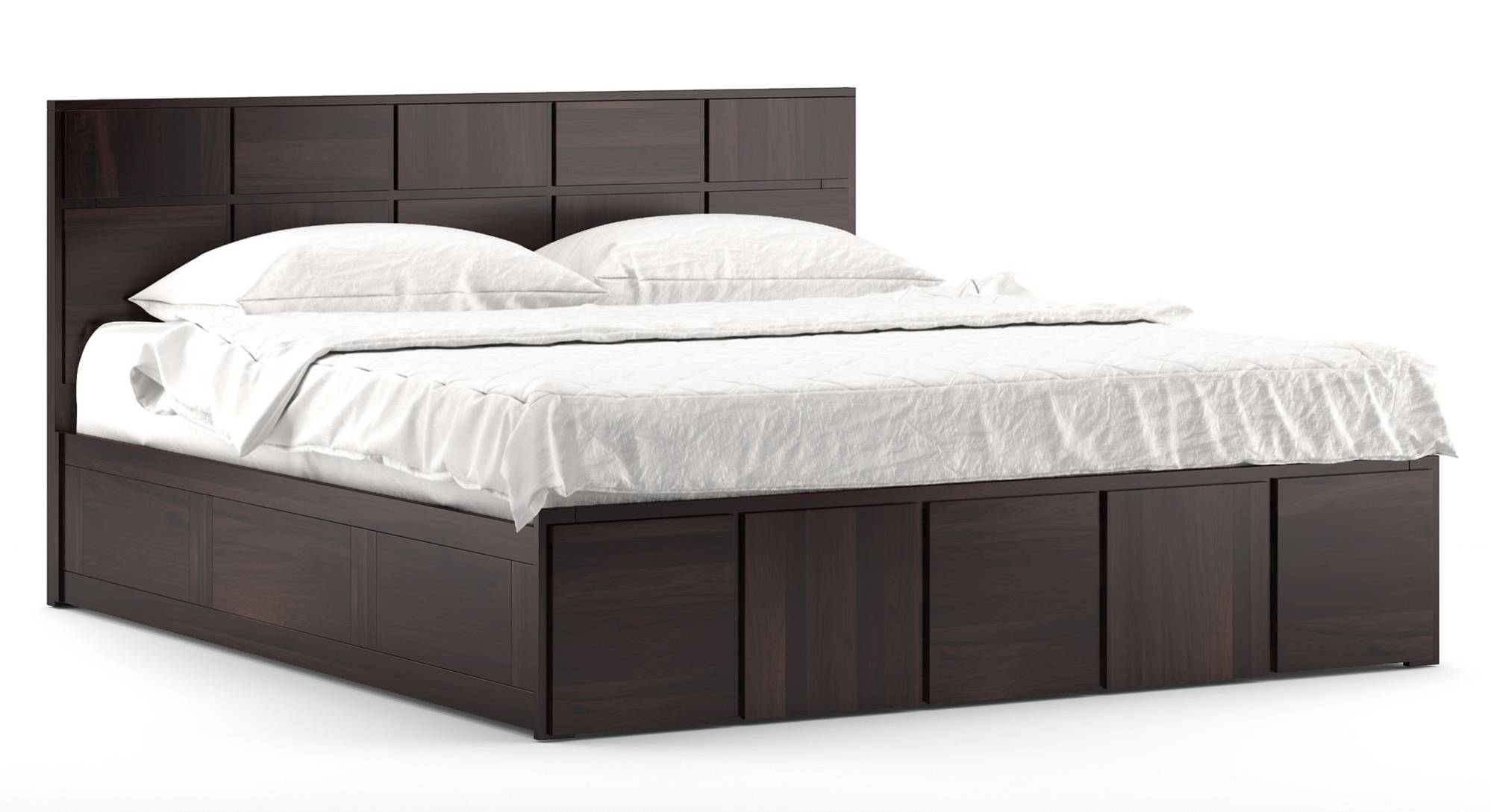 Astoria Solid Wood King Size Box Storage Bed in Mahogany Finish Urban