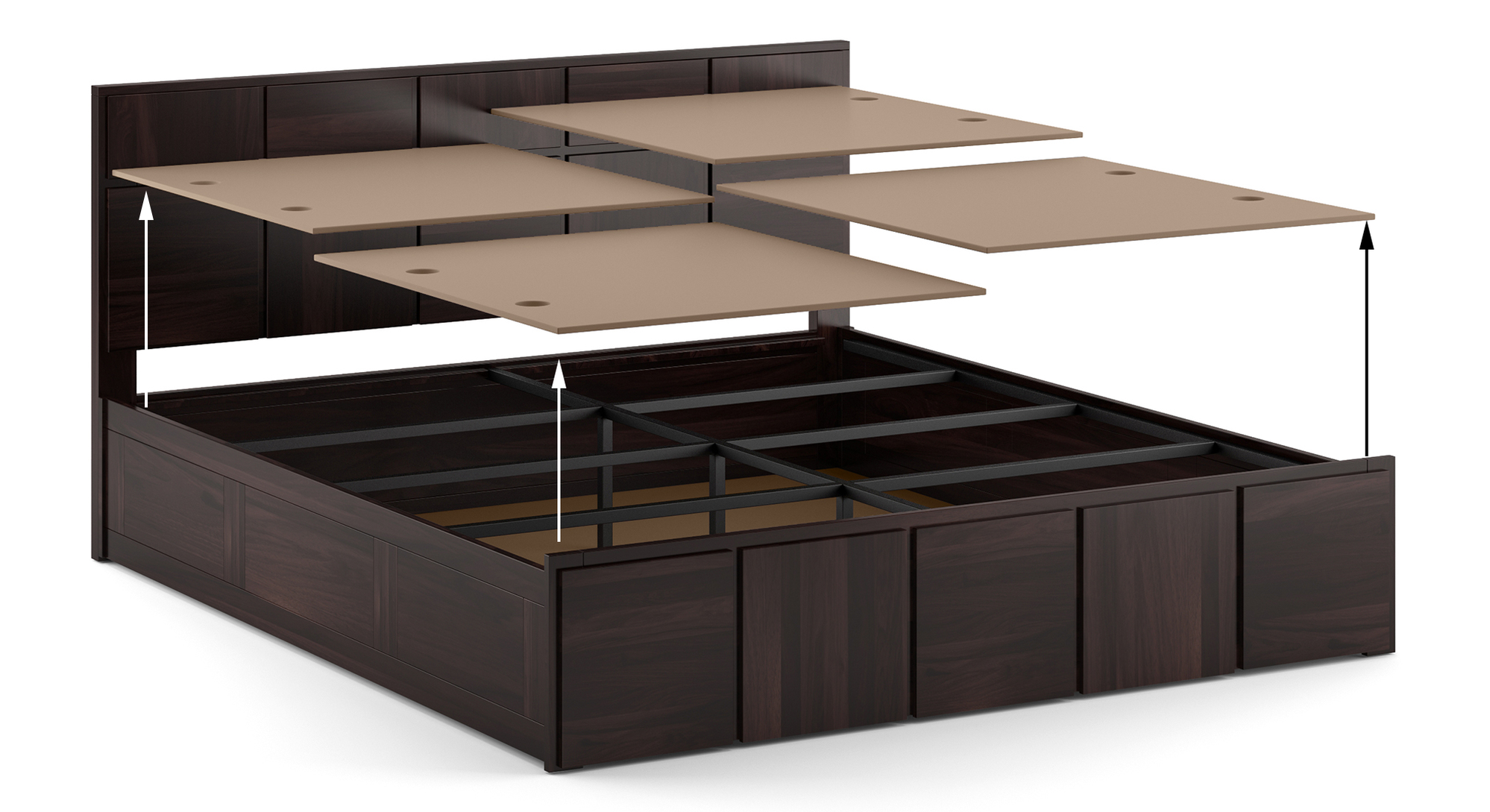 Astoria Solid Wood King Size Box Storage Bed in Mahogany Finish Urban