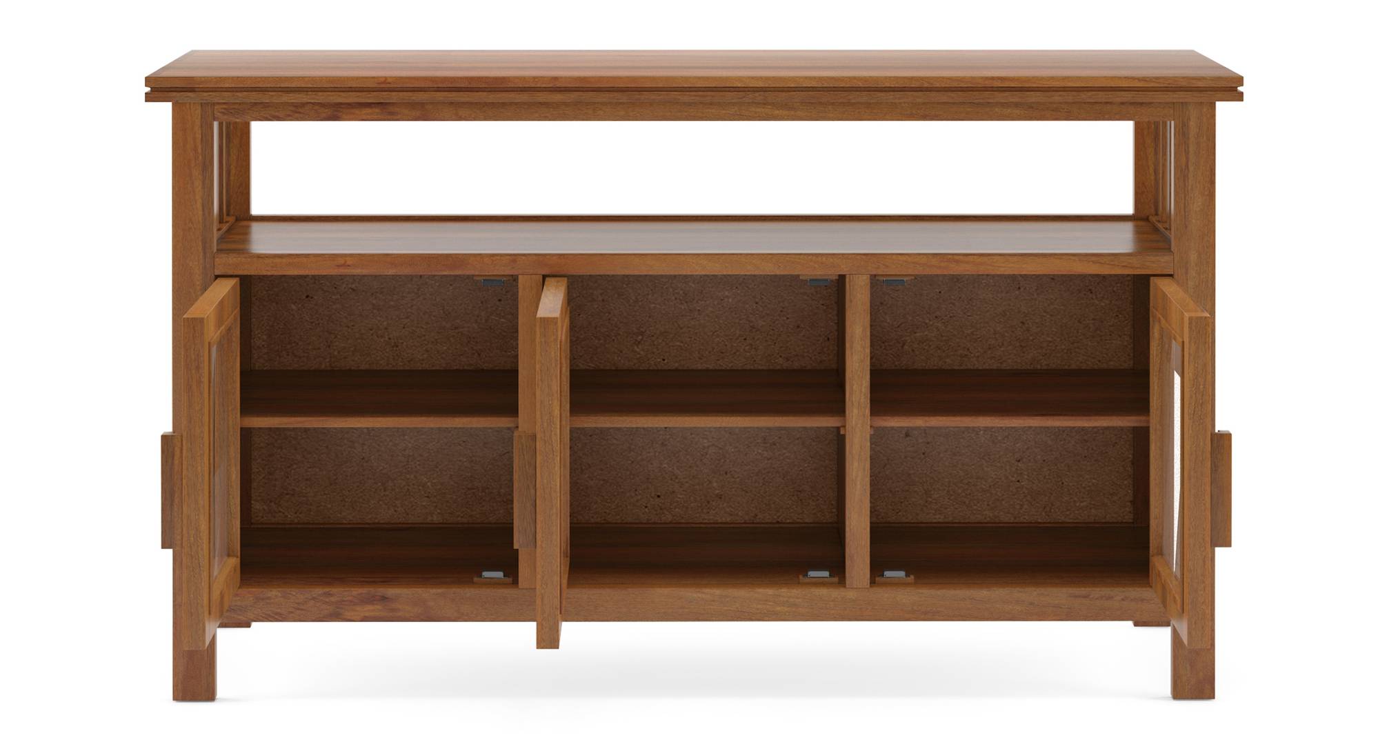 Rhodes 3 Door Solid Wood Sideboard in Amber Walnut Finish Urban Ladder